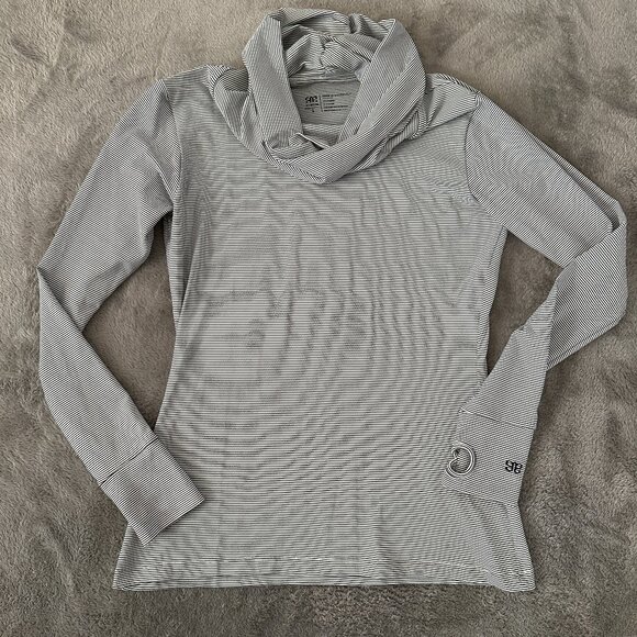 Albion Fit Long Sleeve Cowl Neck Shirt Top Striped Women's SMALL - Picture 1 of 6